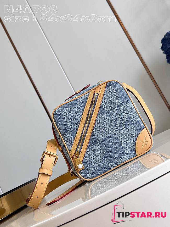 LV Chess Messenger Damier Denim 3D N40706 24x24x8cm - 1