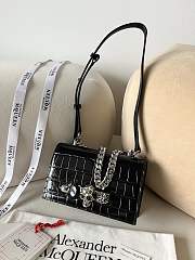 McQueen Mini Jewelled Satchel Black Silver 17.5x9.5x4cm - 2