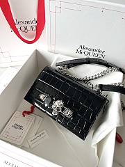 McQueen Mini Jewelled Satchel Black Silver 17.5x9.5x4cm - 4