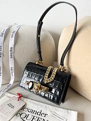 McQueen Mini Jewelled Satchel Black Gold 17.5x9.5x4cm - 5