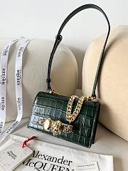 McQueen Mini Jewelled Satchel Green Gold 17.5x9.5x4cm - 6