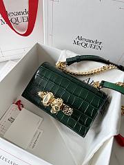 McQueen Mini Jewelled Satchel Green Gold 17.5x9.5x4cm - 5