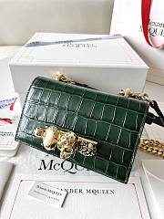 McQueen Mini Jewelled Satchel Green Gold 17.5x9.5x4cm - 3