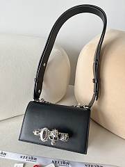 McQueen The Biker Mini Jewelled Satchel Black Silver Calfskin Leather 17.5x9.5x4cm - 5