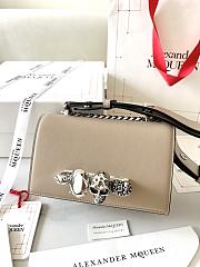 McQueen The Biker Mini Jewelled Satchel Beige Silver Calfskin Leather 17.5x9.5x4cm - 1