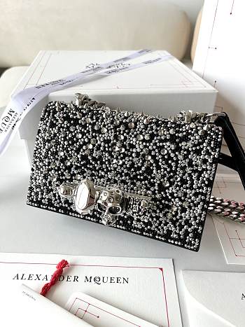 McQueen Crystal-embellished Mini Jewelled Satchel Black 17.5x9.5x4cm