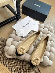 CC Ballet Flats Camellia Lambskin Beige/ Black - 6