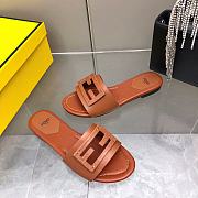 Fendi Baguette Brown Leather Slides - 6