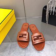 Fendi Baguette Brown Leather Slides - 5