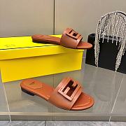 Fendi Baguette Brown Leather Slides - 4