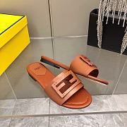 Fendi Baguette Brown Leather Slides - 3