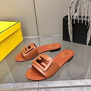 Fendi Baguette Brown Leather Slides - 2