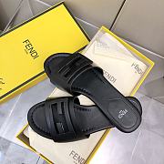 Fendi Baguette Black Leather Slides - 6