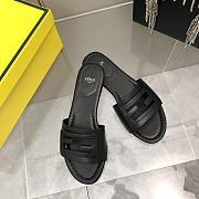 Fendi Baguette Black Leather Slides - 4