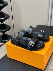 LV Bom Dia Flat Comfort Mule Black Monogram Debossed Lamb 1ABVNB - 1