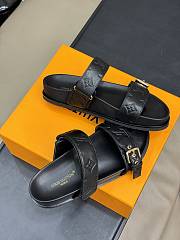 LV Bom Dia Flat Comfort Mule Black Monogram Debossed Lamb 1ABVNB - 3