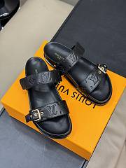 LV Bom Dia Flat Comfort Mule Black Monogram Debossed Lamb 1ABVNB - 2