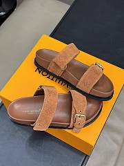 LV Bom Dia Flat Comfort Mule Camel Brown Perforated Suede 1ACTGI - 5