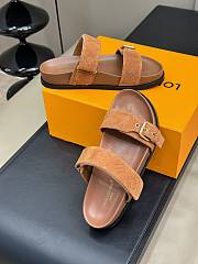 LV Bom Dia Flat Comfort Mule Camel Brown Perforated Suede 1ACTGI - 4