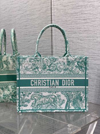 Dior Medium Dioriviera Dior Book Tote Aquamarina Toile de Jouy Embroidery 36x27.5x16.5cm