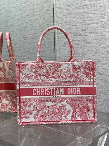 Dior Medium Dioriviera Dior Book Tote Candy Pink Toile de Jouy Embroidery 36x27.5x16.5cm