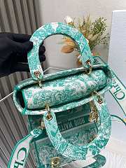 Dior Medium Dioriviera Lady D-Lite Bag Aquamarina Toile de Jouy Embroidery 24x20x12cm - 6