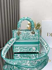 Dior Medium Dioriviera Lady D-Lite Bag Aquamarina Toile de Jouy Embroidery 24x20x12cm - 5