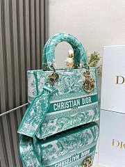 Dior Medium Dioriviera Lady D-Lite Bag Aquamarina Toile de Jouy Embroidery 24x20x12cm - 3