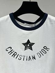 Dioriviera T-Shirt Ecru and Navy Blue Cotton Jersey - 4