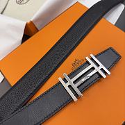 Hermes Belt Buckle & Reversible Leather Strap Black/ Silver 32mm - 5