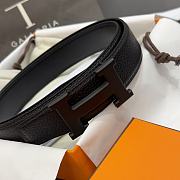 Hermes H Belt Buckle & Reversible Leather Strap Black/ Black 32mm - 3