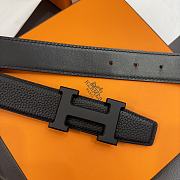 Hermes H Belt Buckle & Reversible Leather Strap Black/ Black 32mm - 2