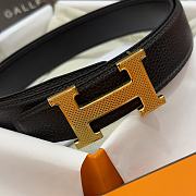 Hermes H Guillochee Belt Buckle & Reversible Leather Strap Black/ Gold 32mm - 5