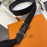 Hermes Brush Belt Buckle & Reversible Leather Strap Black/Black 32mm - 5