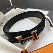 Hermes Brush Belt Buckle & Reversible Leather Strap Black/Black 32mm - 3