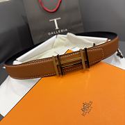 Hermes Belt Buckle & Reversible Leather Strap Black Brown Gold 32mm - 3