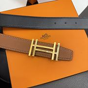 Hermes Belt Buckle & Reversible Leather Strap Black Brown Gold 32mm - 2