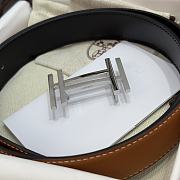 Hermes Belt Buckle & Reversible Leather Strap Black Brown Silver 32mm - 6