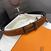 Hermes Belt Buckle & Reversible Leather Strap Black Brown Silver 32mm - 5