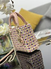 Dior Mini Lady Dior Bag Multicolor Satin Embroidered with Mirrors Beads and Strass 17x15x7cm - 5