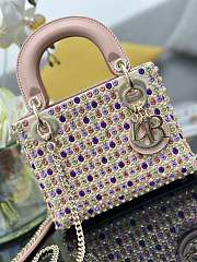 Dior Mini Lady Dior Bag Multicolor Satin Embroidered with Mirrors Beads and Strass 17x15x7cm - 4