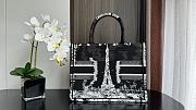 Medium Dior Book Tote Black and White Paris Embroidery 36x27.5x16.5cm - 4