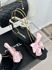 CC Sandal Silk & Artificial Pearls Black & Light Pink 65mm - 2