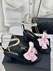 CC Sandal Silk & Artificial Pearls Black & Light Pink 65mm - 3