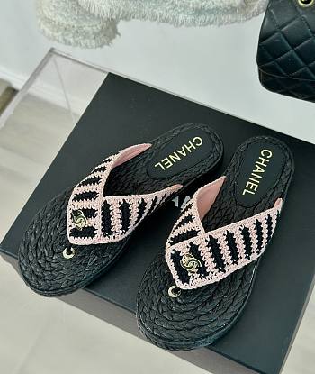 CC Thongs Crochet Black & Pink