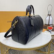 LV Keepall Bandoulière 45 Black Monogram Empreinte Giant Cabin M45532 45x27x20cm - 5