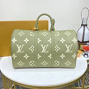 LV Keepall Bandoulière 45 Kaki Fango/ Cream Monogram Empreinte M46671 45x27x20cm - 4