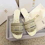 Dior Dway Heeled Slide White and Gold-Tone Gradient Butterflies Embroidered Cotton with Metallic Thread - 1