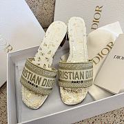 Dior Dway Heeled Slide White and Gold-Tone Gradient Butterflies Embroidered Cotton with Metallic Thread - 2