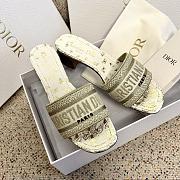 Dior Dway Heeled Slide White and Gold-Tone Gradient Butterflies Embroidered Cotton with Metallic Thread - 4